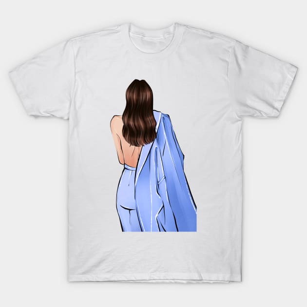 Brunette with blue jacket T-Shirt by ArctiumStudio